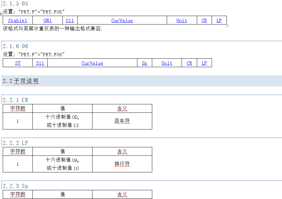 YTC(W)電子秤通訊格式(子項(xiàng)說(shuō)明）