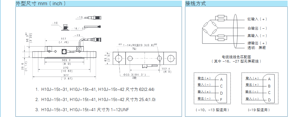 YJ-H10J稱重傳感器外形尺寸 YJ-H10J稱重傳感器外形尺寸