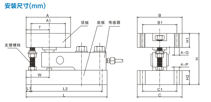 亞津LP7211剪切梁靜載稱(chēng)重模塊安裝尺寸